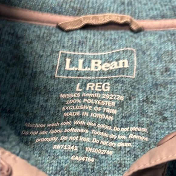LL Bean Blue Heathered Fleece Pullover - Picture 4 of 6